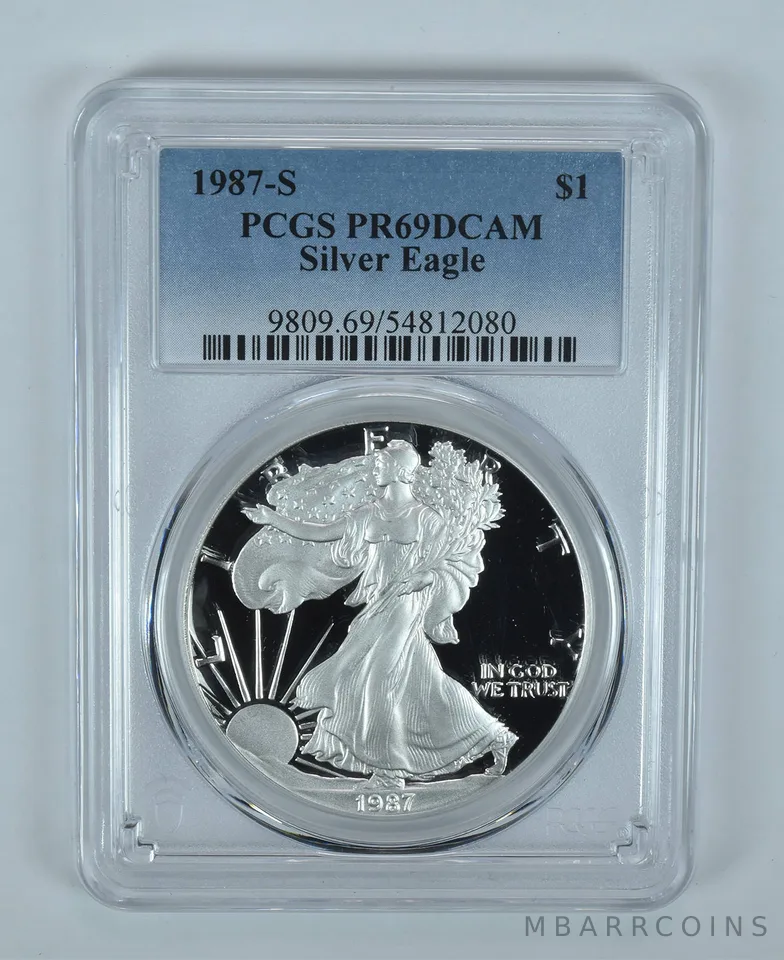 1987-S American Silver Eagle PR69 DCAM PCGS Blue Label