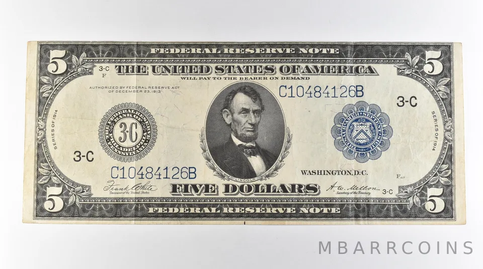 1914 $5 Philadelphia PA FRN Large Note Blue Seal *3131
