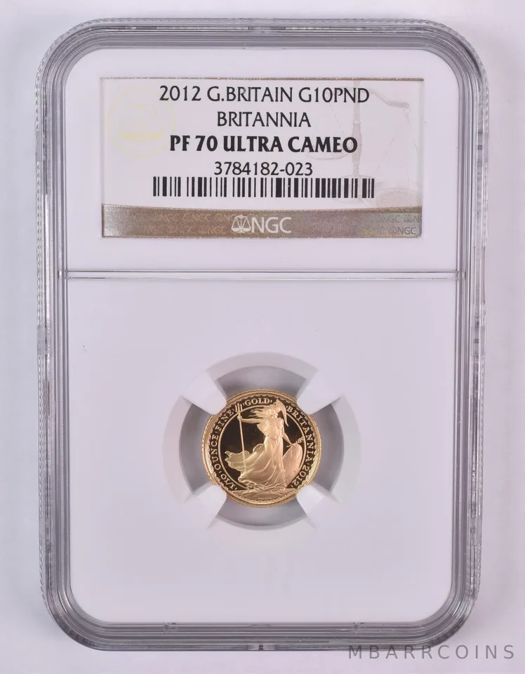 2012 Great Britain 10 Pound Gold Britannia 1/10 Oz Gold PF70 UCAM NGC *0996