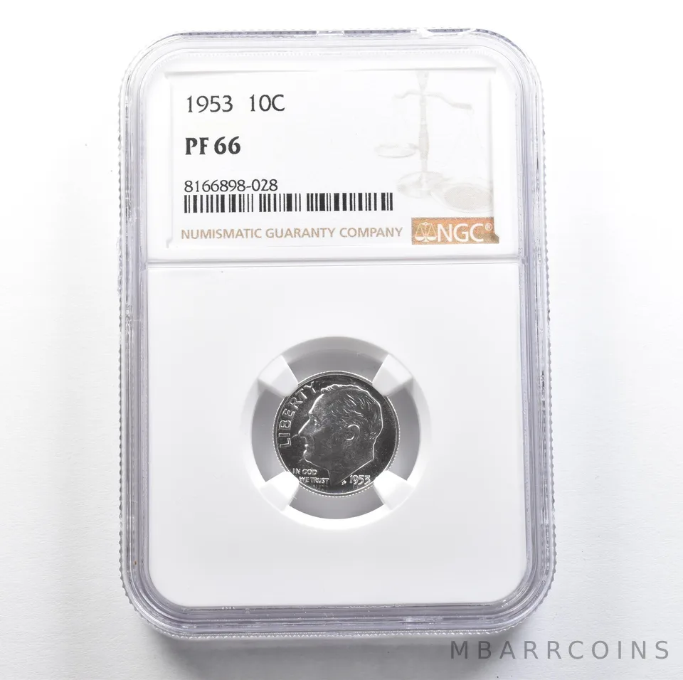 1953 Roosevelt Dime PF66 NGC PQ Cam Look *7650