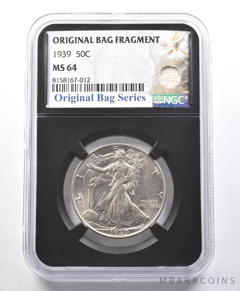 1939 Walking Liberty Half Dollar Original Bag Fragment MS64 NGC *4115