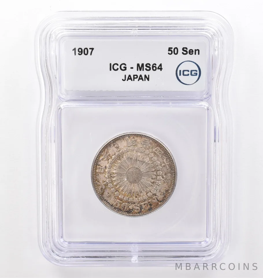 1907 Japan 50 Sen MS64 ICG Beautiful Tone *0117