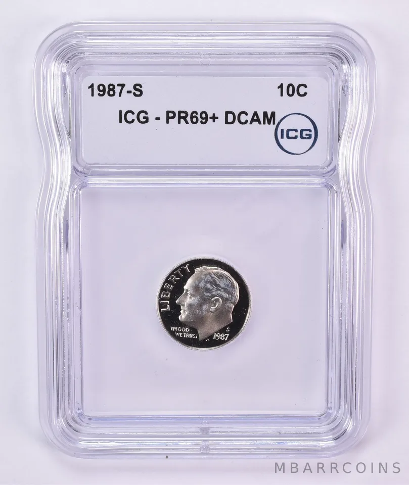 1987-S Roosevelt Dime PR69+ DCAM ICG