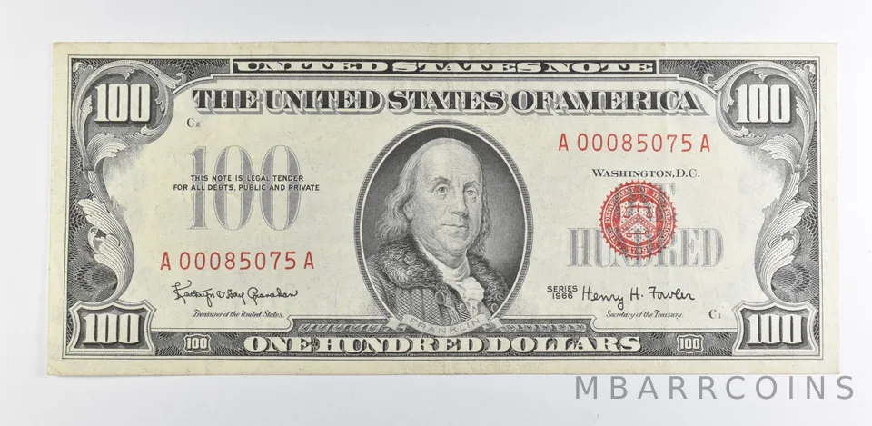 1966 $100 US Legal Tender Note Red Seal *9889