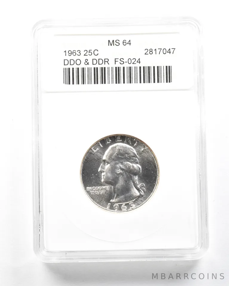 1963 Washington Quarter DDO & DDR FS-024 MS64 ANACS *2017