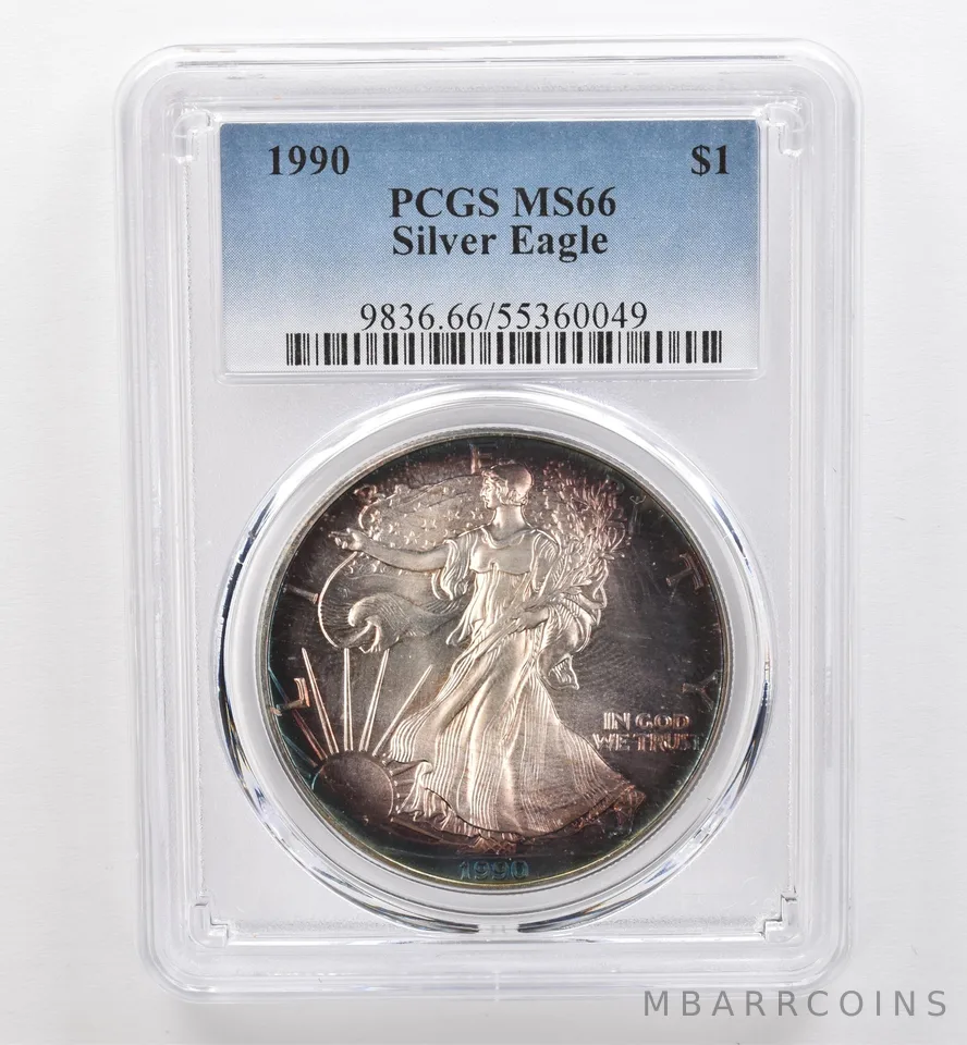 1990 American Silver Eagle MS66 PCGS Beautiful Tone *9520