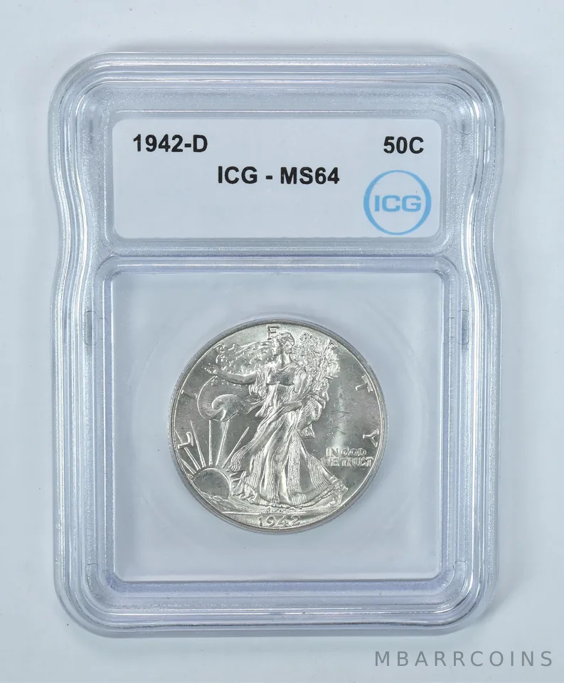 1942-D Walking Liberty Half Dollar MS64 ICG