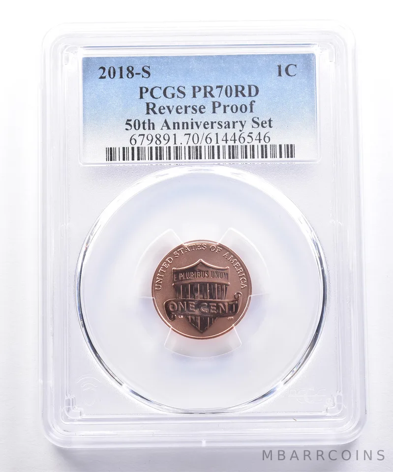 2018-S Lincoln Shield Cent 50th Anniversary Set Reverse PR70 RD PCGS