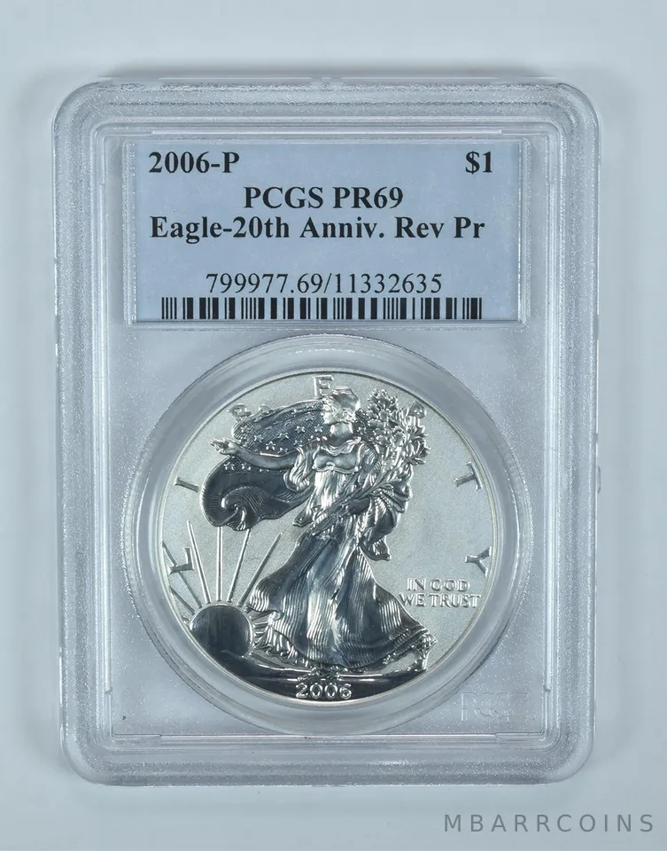 2006-P American Silver Eagle Reverse Proof PR69 PCGS Blue Label