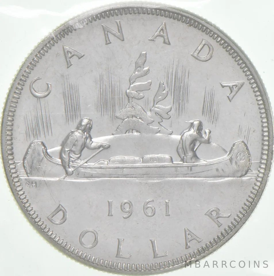 1961 Canada 80% Silver Canadian Silver Dollar Proof Like PL Sealed Cello