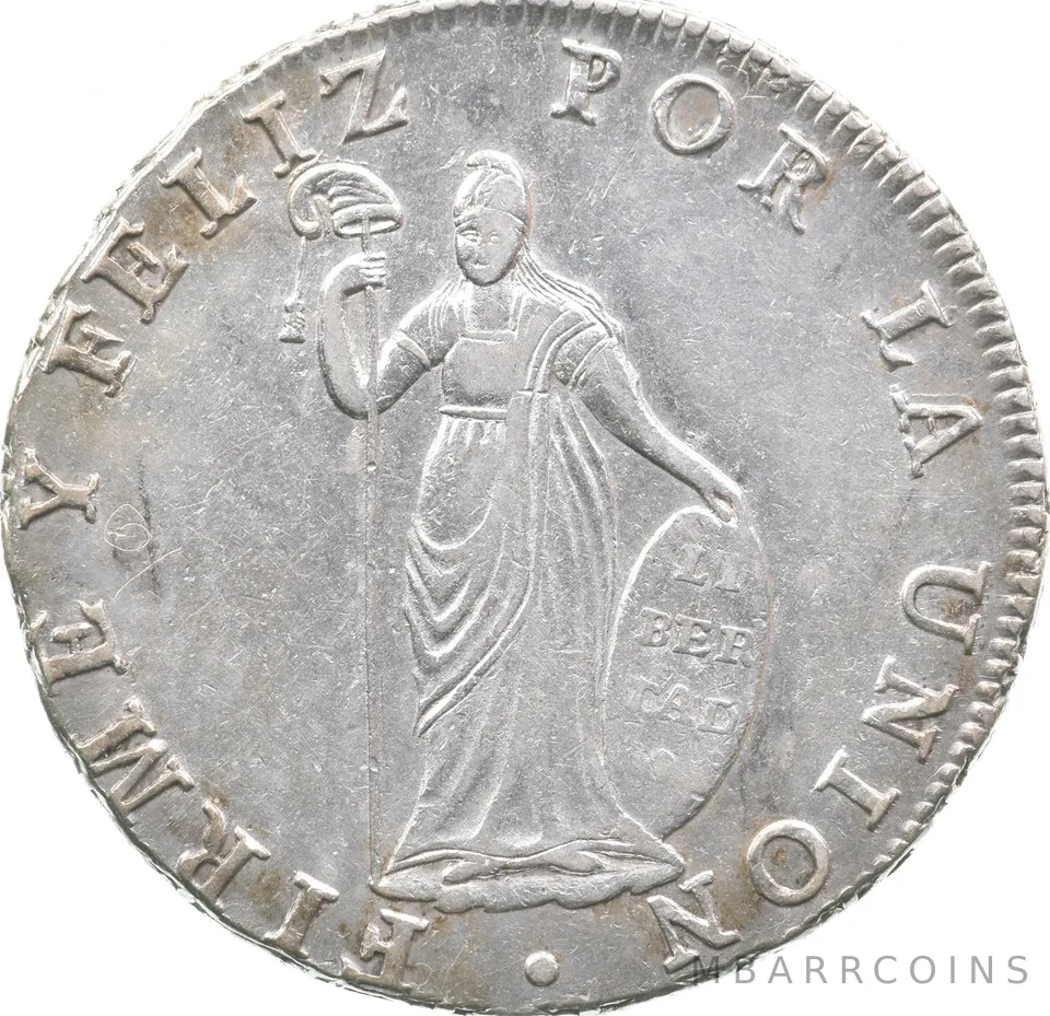 1828 Peru 8 Reales Cuzco Republican Silver a4714
