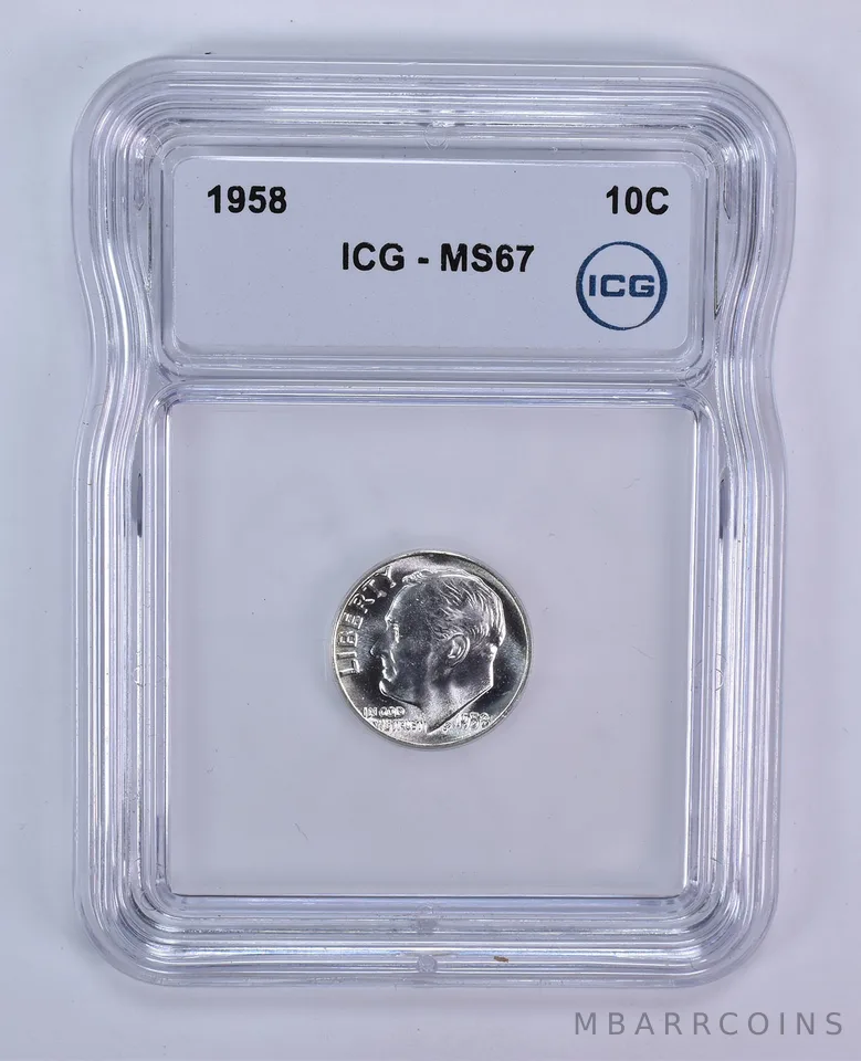 1958 Roosevelt Dime MS67 ICG