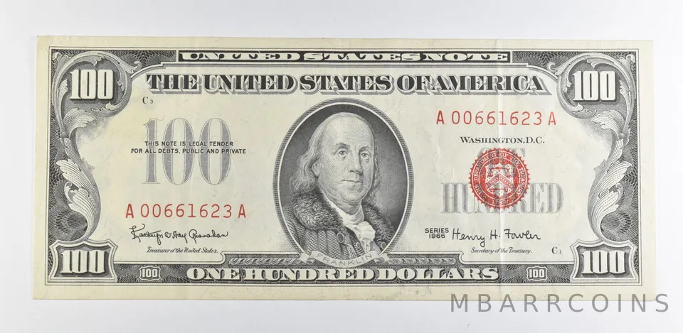 1966 $100 US Legal Tender Note Red Seal *9899
