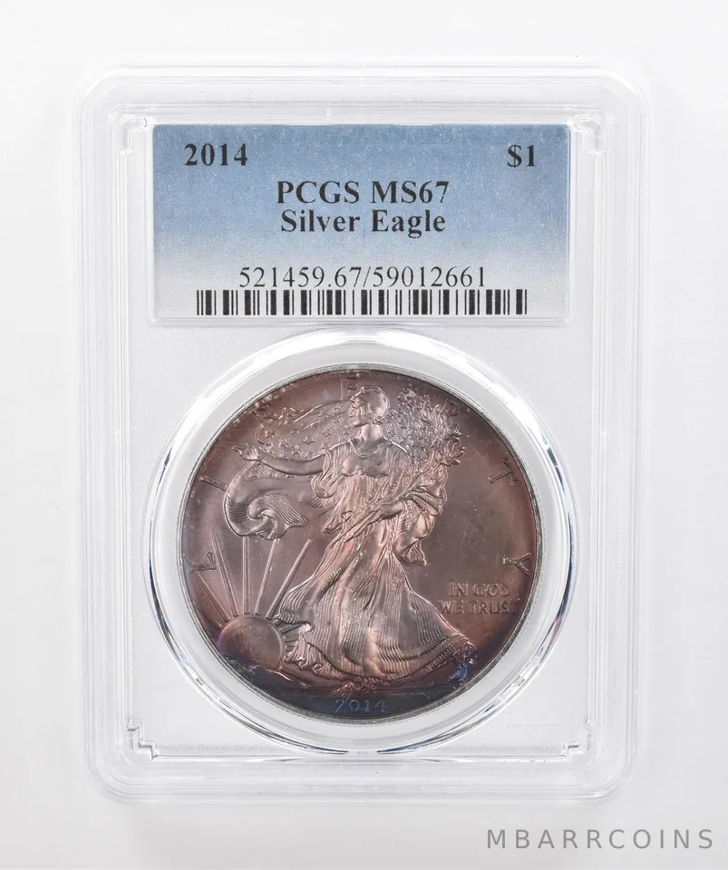 2014 American Silver Eagle MS67 PCGS Beautiful Tone *1523