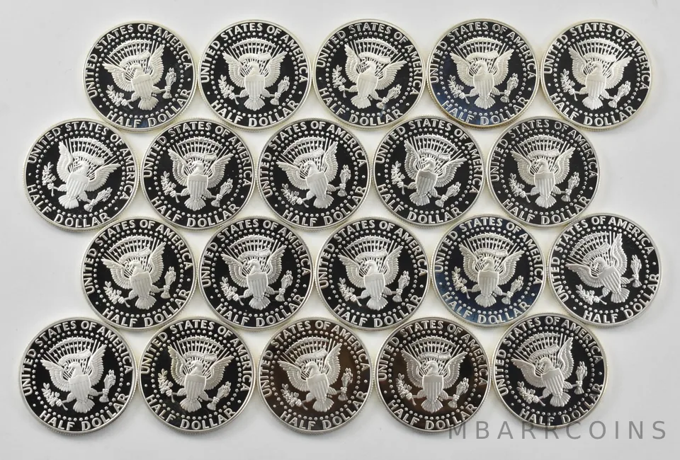 Lot (20) 1996-S Kennedy Half Dollar Proof 90% Silver $10 Face Value