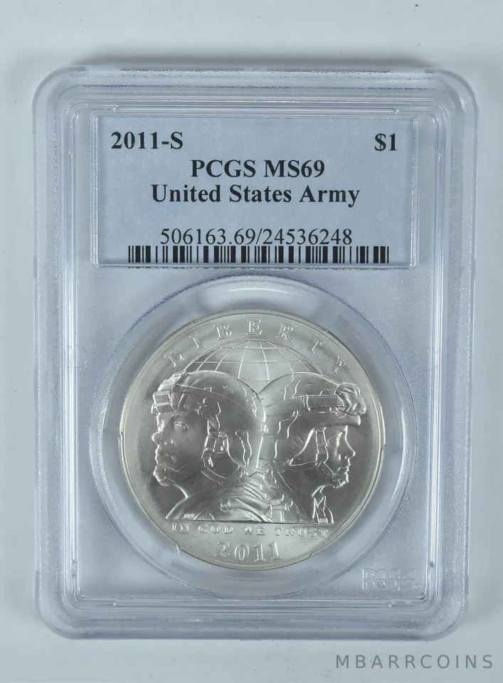 2011-S United States Army Commemorative Dollar MS69 PCGS Blue Label