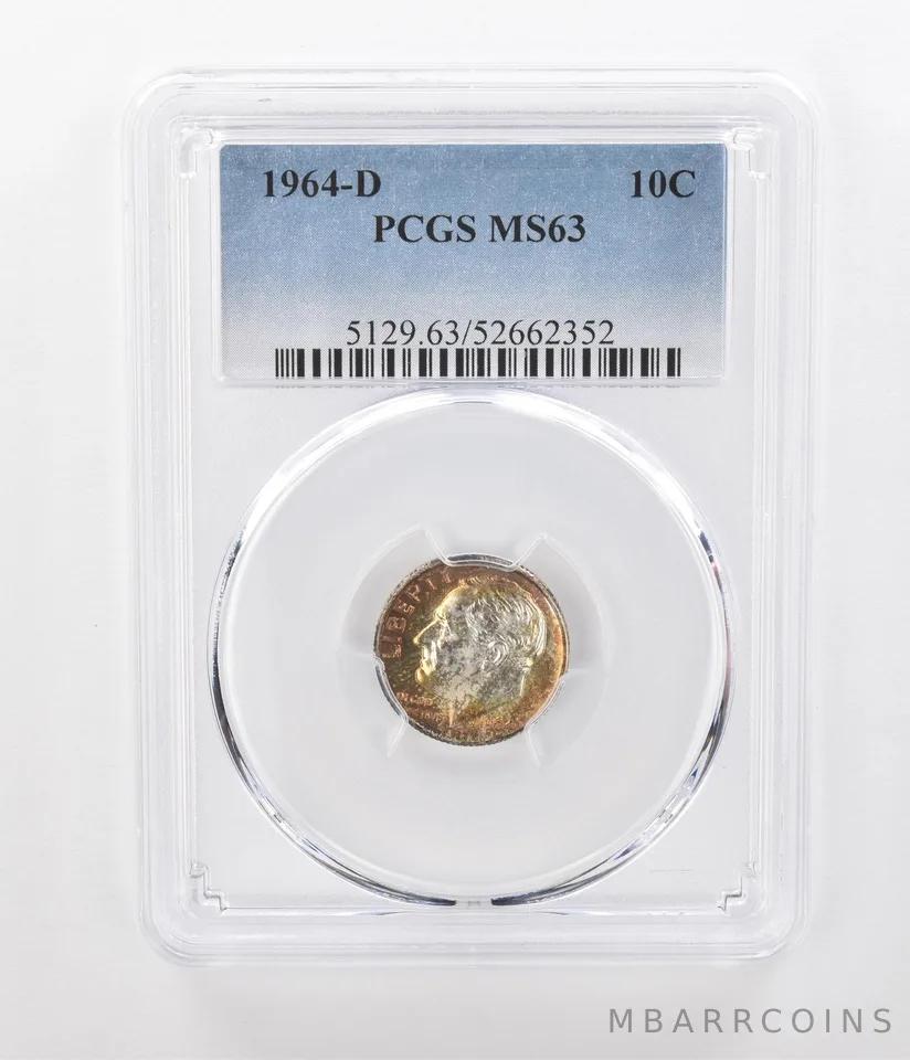 1964-D Roosevelt Dime MS63 PCGS Beautiful Tone *1052