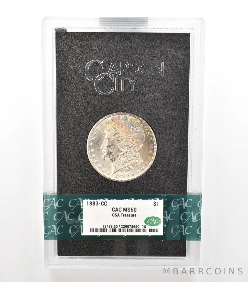 1883-CC Morgan Silver Dollar GSA Treasure MS60 CAC CACg Beautiful Tone a3638