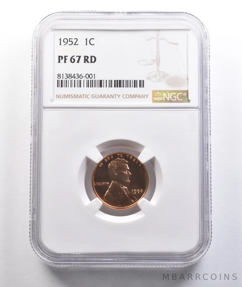 1952 Lincoln Wheat Cent PF67 RD NGC Great Contrast *6946