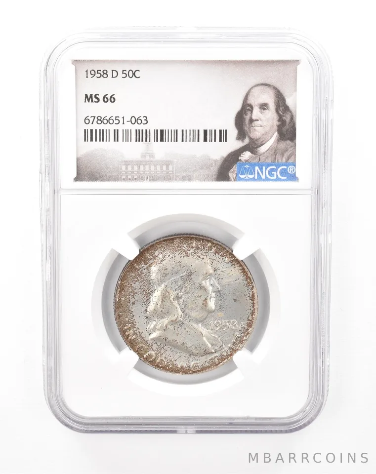 1958-D Franklin Half Dollar MS66 NGC Beautiful Mint Set Tone *6768