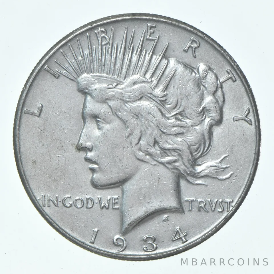 (1) 1934-S Choice AU Peace Silver Dollar 90% - CH AU Almost Unc - San Fran