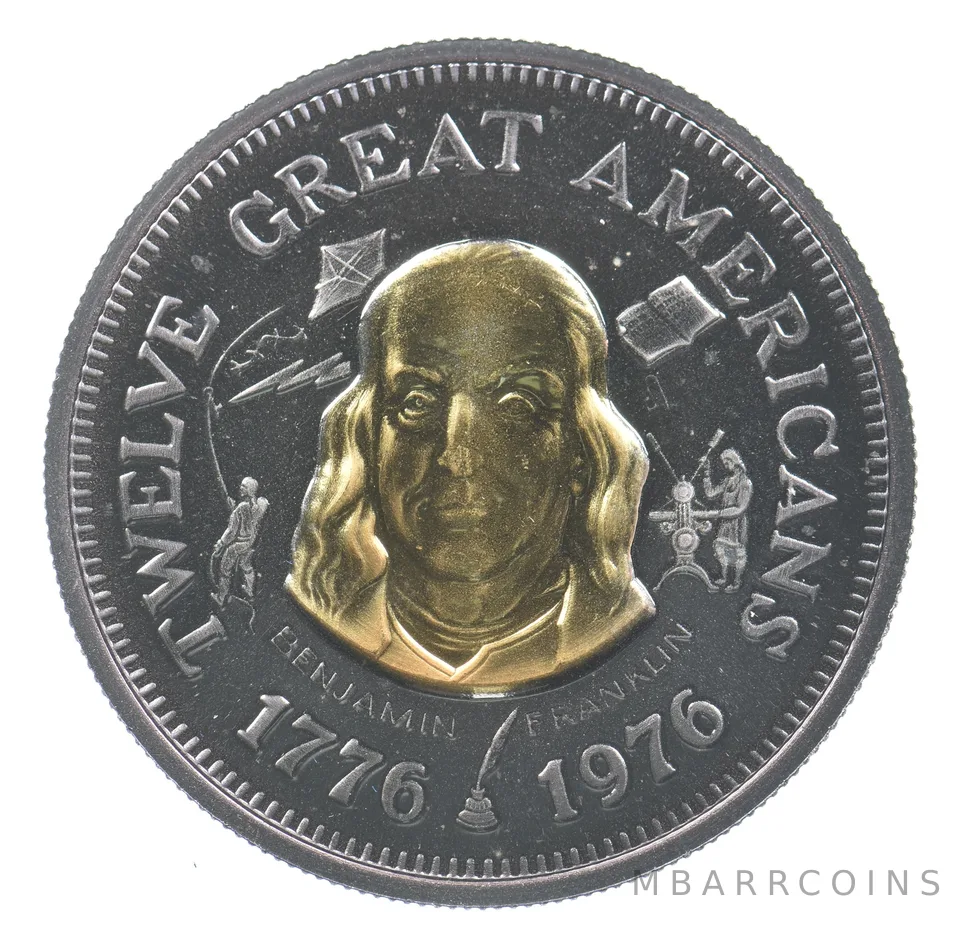 1976 Twelve Great Americans Gold/Silver Round Benjamin Franklin *9459