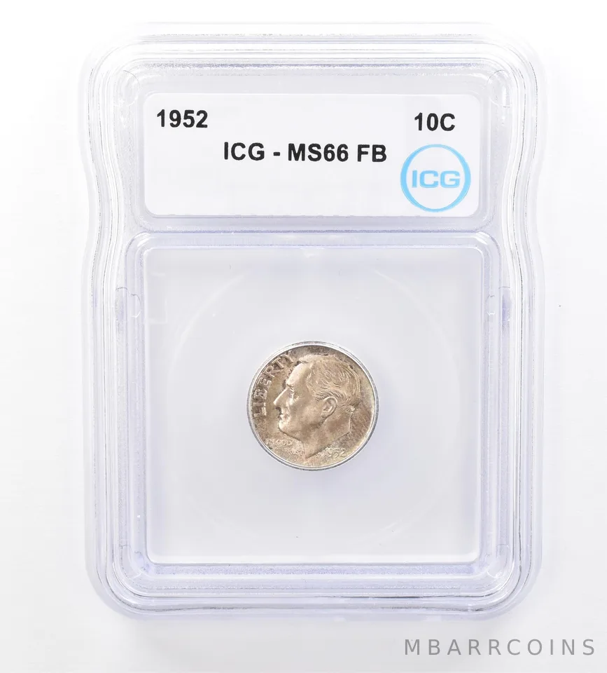 1952 Roosevelt Dime MS66 FB ICG Beautiful Tone a1574