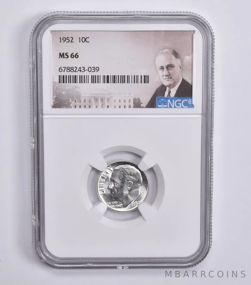 1952 Roosevelt Dime 10c MS66 NGC Special Lbl