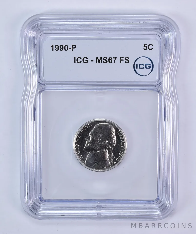 1990-P Jefferson Nickel MS67 FS ICG