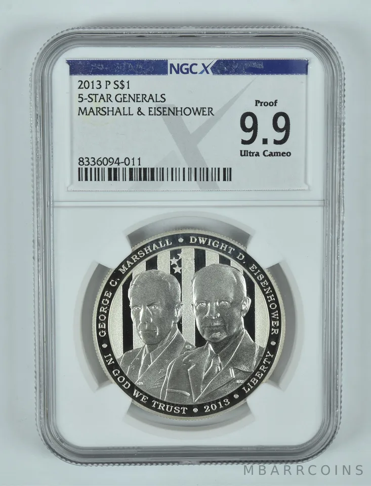2013-P 5 Star Generals Commemorative Silver Dollar Proof 9.9 UCAM NGC X NGCX