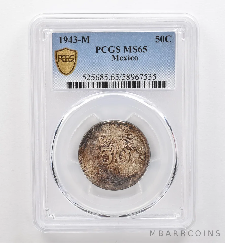 1943 M Mexico 50 Centavos MS65 PCGS Beautiful Tone *9264