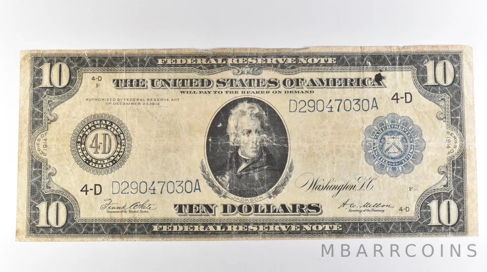 1914 $10 Cleveland OH FRN Large Note Blue Seal *3098