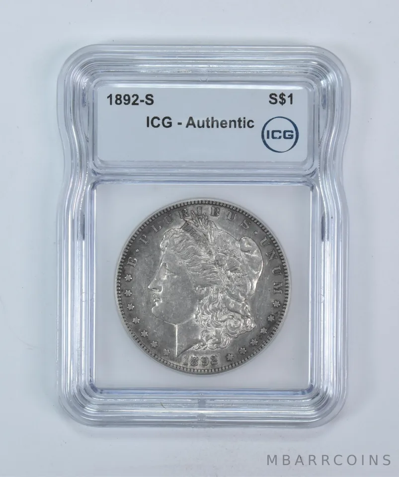 1892-S Morgan Silver Dollar Authentic ICG Nice Tone *5883