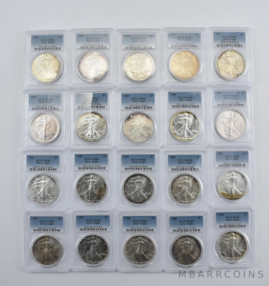 Lot (20) Nice Tone American Silver Eagle PCGS Holder *1989