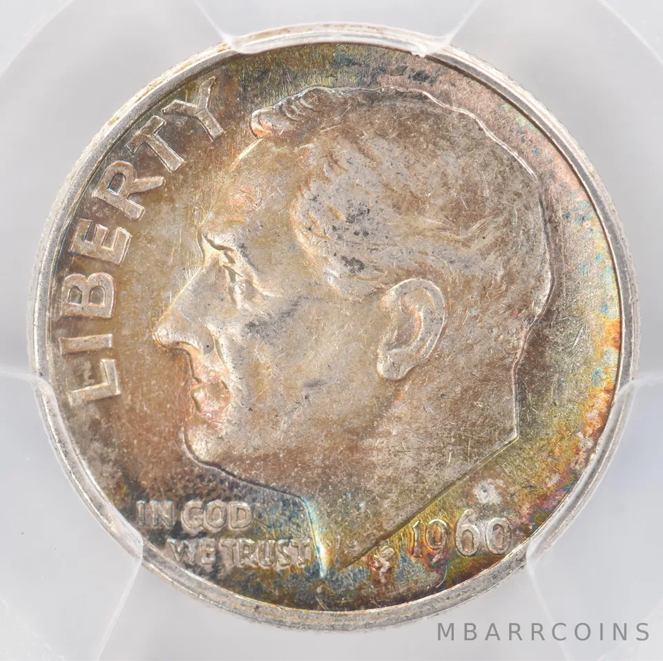 1960 Roosevelt Dime AU53 PCGS Beautiful Tone *0872