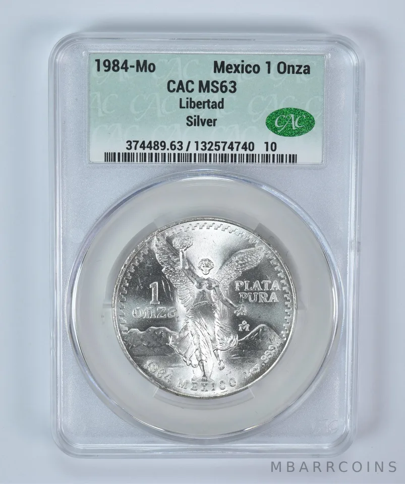1984 Mo Mexico 1 Onza Silver Libertad MS63 CAC CACg