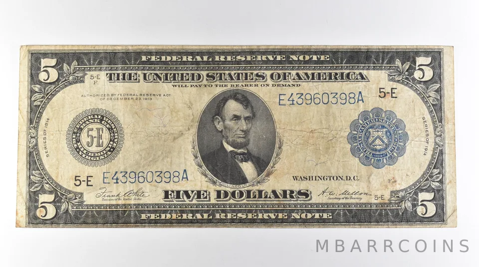 1914 $5 Richmond VA FRN Large Note Blue Seal *3123