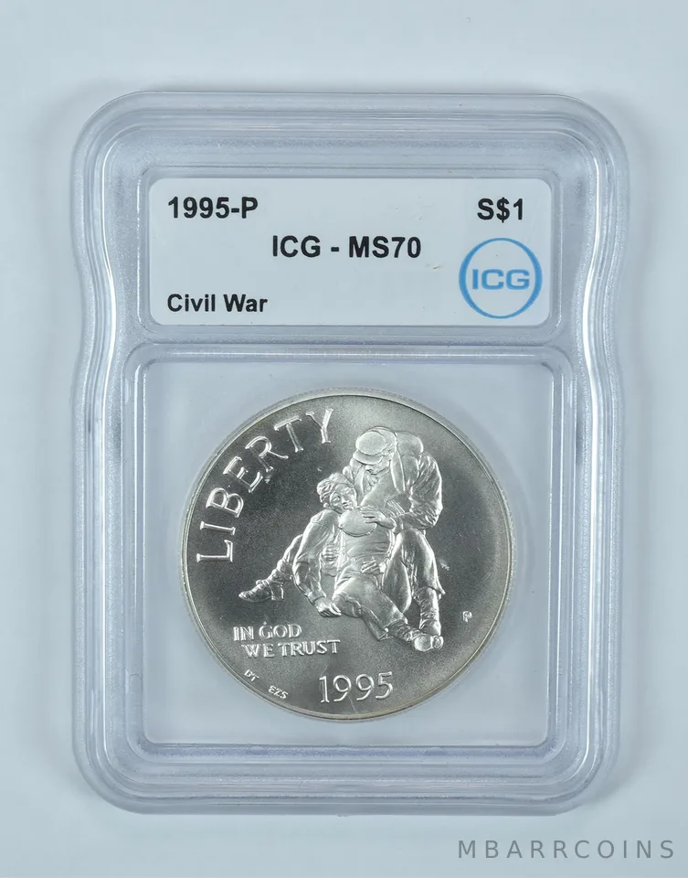 1995-P Civil War Commemorative Silver Dollar MS70 ICG