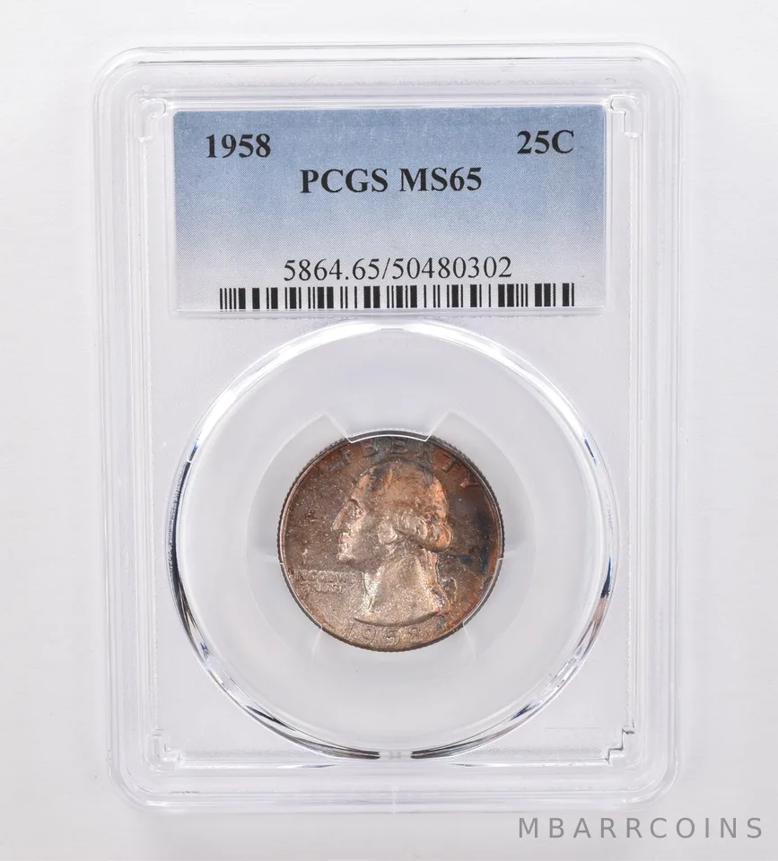 1958 Washington Quarter MS65 PCGS Beautiful Tone *0062
