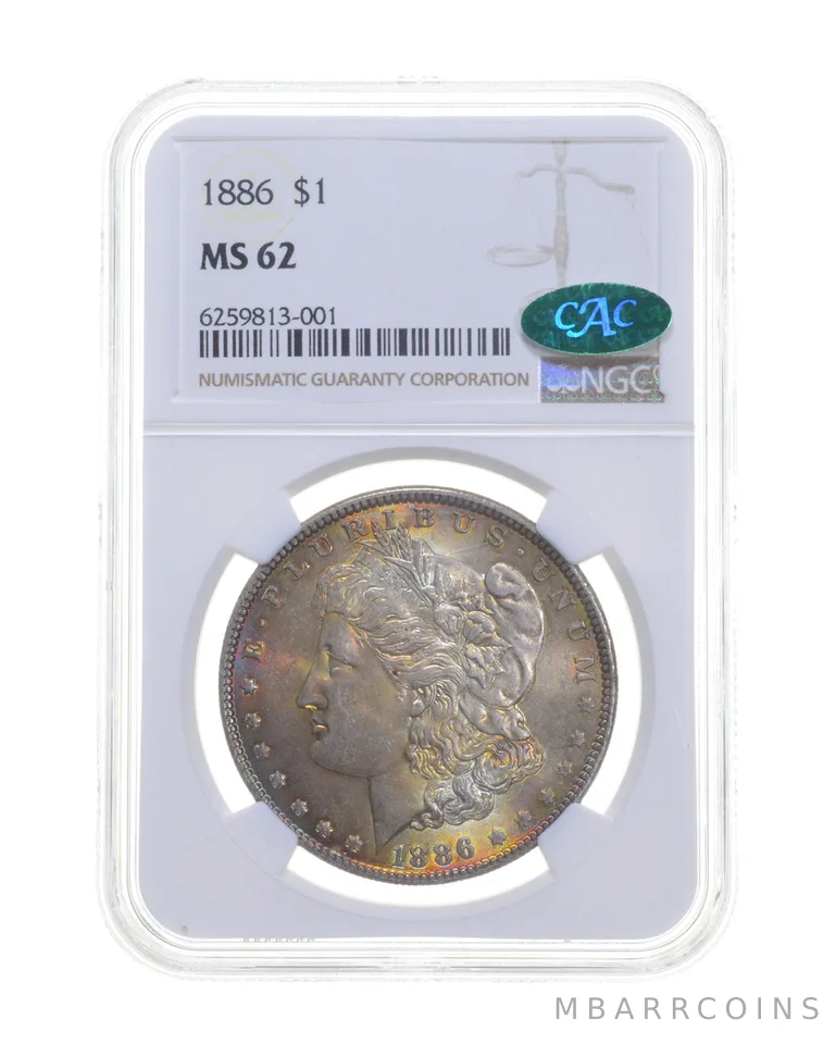 MS62 1886 Morgan Silver Dollar - CAC - Graded NGC a4700