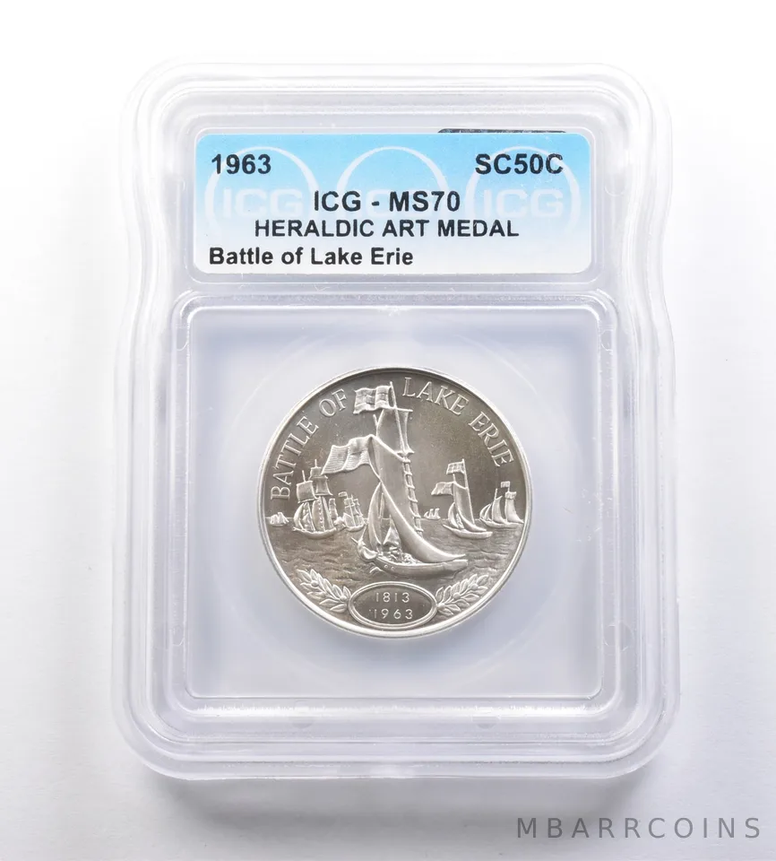 1963 So-Called Half Dollar Battle Of Lake Erie MS70 ICG *7157