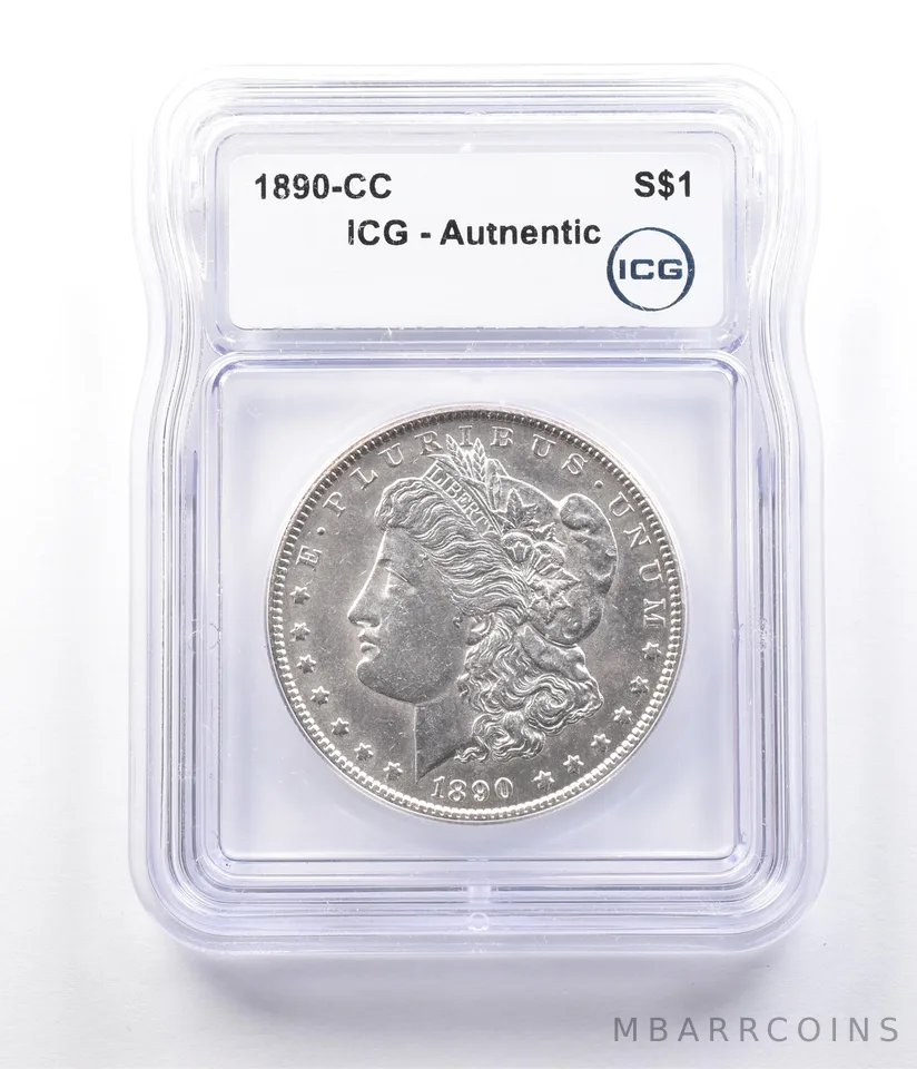 1890-CC Morgan Silver Dollar Authentic ICG a2907