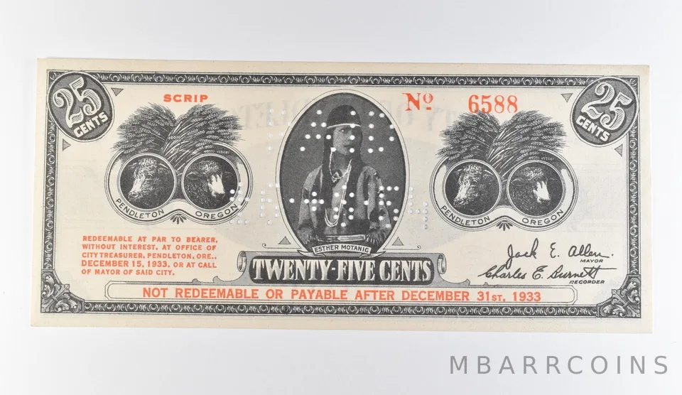 1933 25 Cents Pendleton OR Scrip *9753