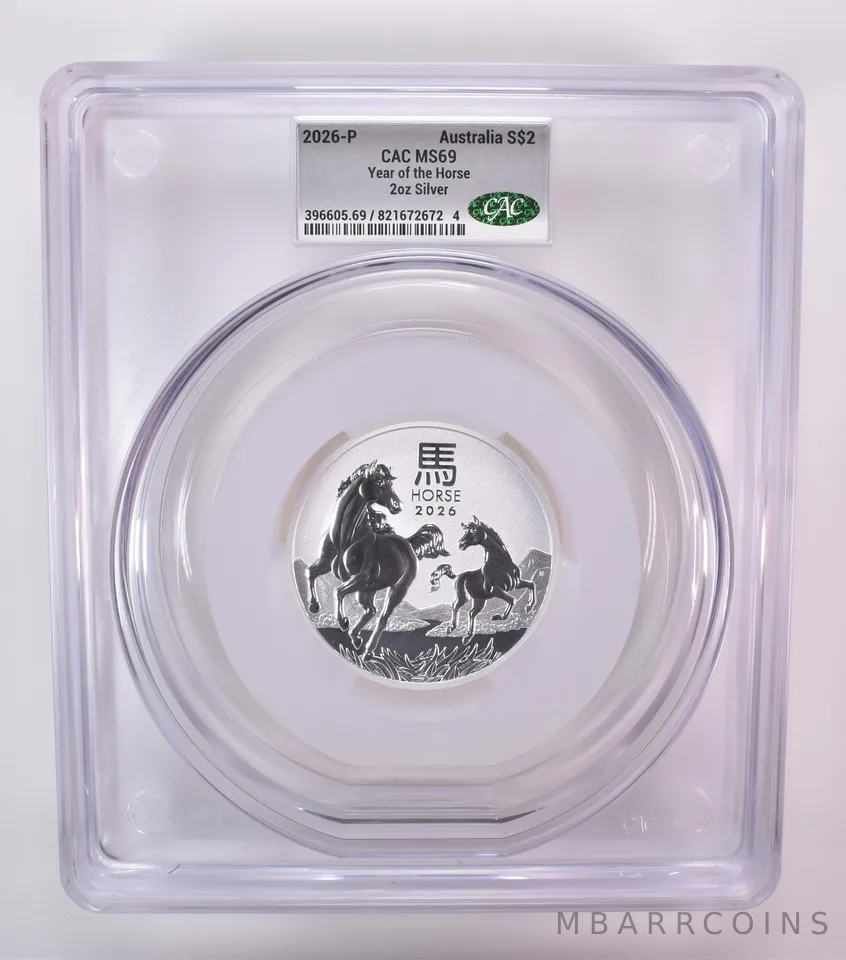 2026 P Australia 2 Dollars Silver Year Of The Horse 2 Oz MS69 CAC CACg