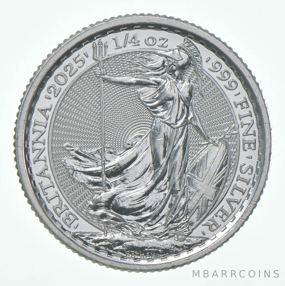 2025 Great Britain 50 Pence Silver Britannia 1/4 Oz 0.25 Oz .999 Silver