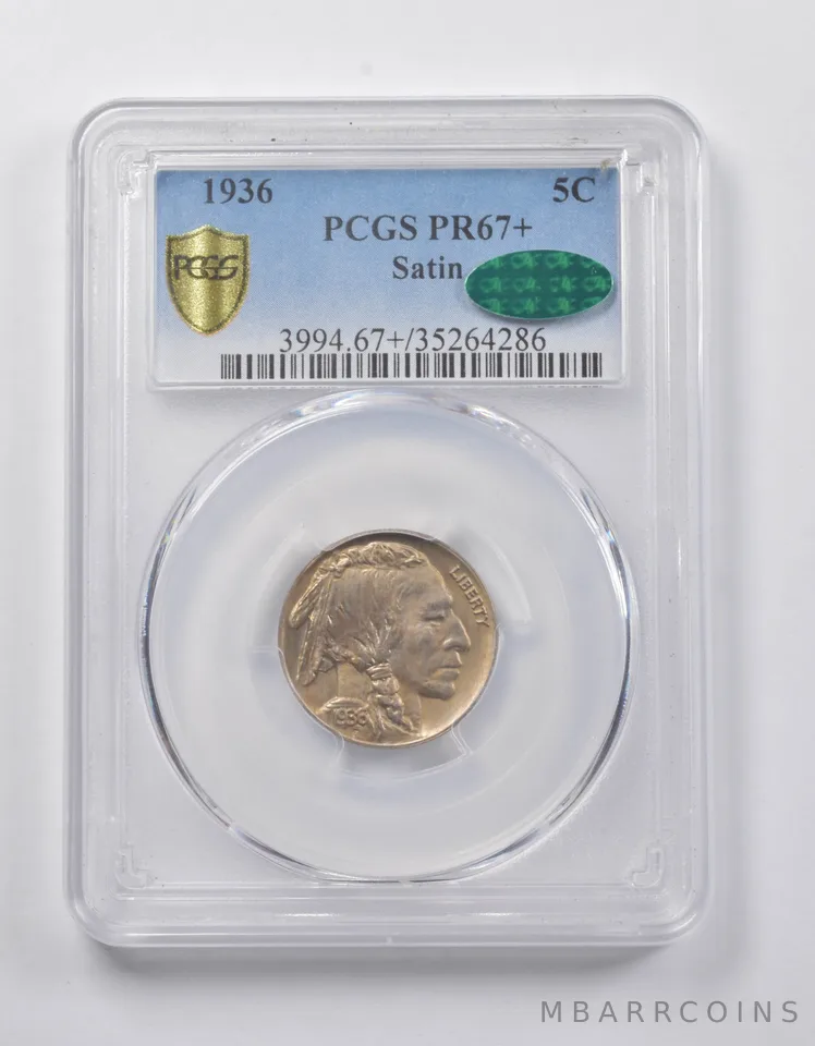 PR67+ 1936 Indian Head Buffalo Nickel Satin CAC PCGS *3944