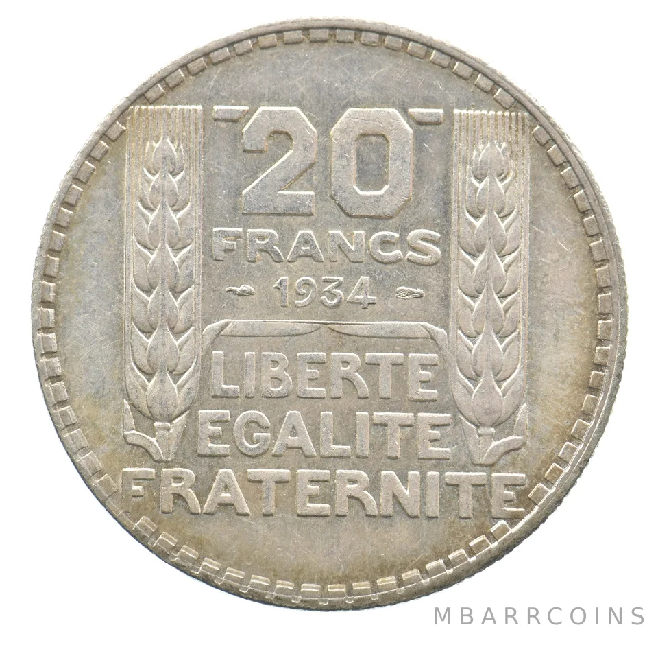 1934 France 20 Francs a6538