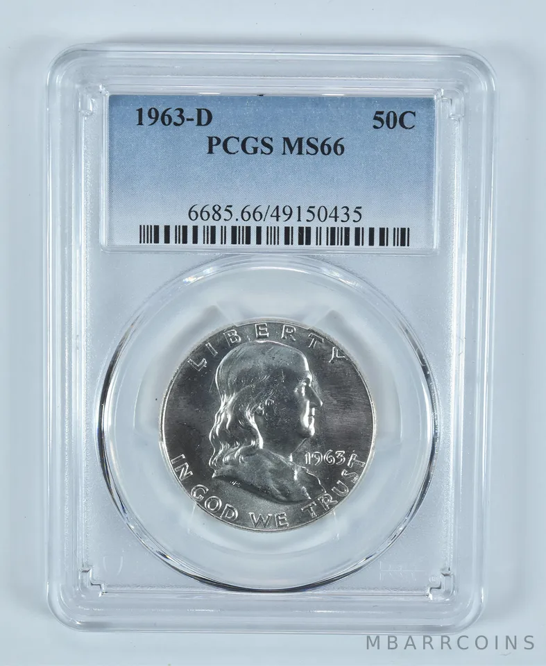1963-D Franklin Half Dollar MS66 PCGS Blue Label