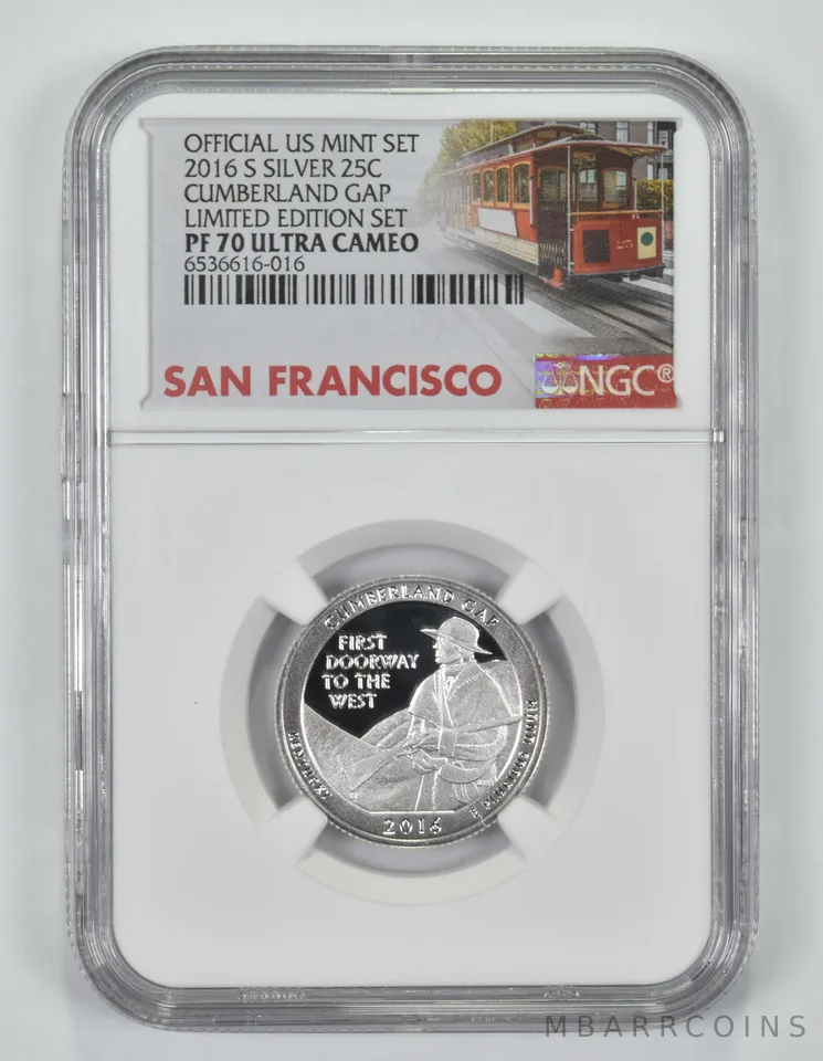 2016-S Cumberland Gap Quarter Silver PF70 NGC Limited Edition