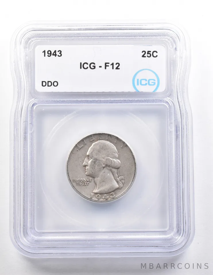 1943 Washington Quarter DDO F12 ICG *3686